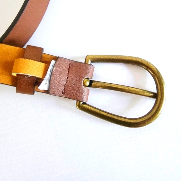 PU Bonded Leather Brown Bohemian Women's Belt Size L In Excellent Condition - Picture 3 of 4